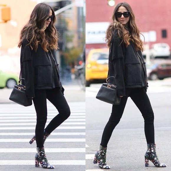 Valentino Camugarden paneled floral leather mid-calf boots size IT 37 US 7 - Picture 2 of 16